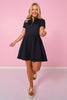 SSYS Lainey Animal Everyday Puff Sleeve Drop Waist Dress In Black