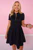 SSYS Lainey Animal Everyday Puff Sleeve Drop Waist Dress In Black
