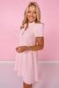 SSYS Lainey Animal Everyday Puff Sleeve Drop Waist Dress In Pink