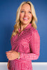 SSYS Long Sleeve Quarter Zip Top In Crimson Gingham