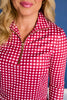SSYS Long Sleeve Quarter Zip Top In Crimson Gingham