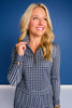 SSYS Long Sleeve Quarter Zip Top In Black Gingham
