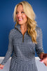 SSYS Long Sleeve Quarter Zip Top In Black Gingham