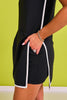 SSYS Contrast Sleeveless Scuba Dress Romper In Black White