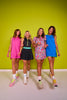 SSYS Black Zipper Pleated Skort Active Dress With Neon Blue and Green Stripes