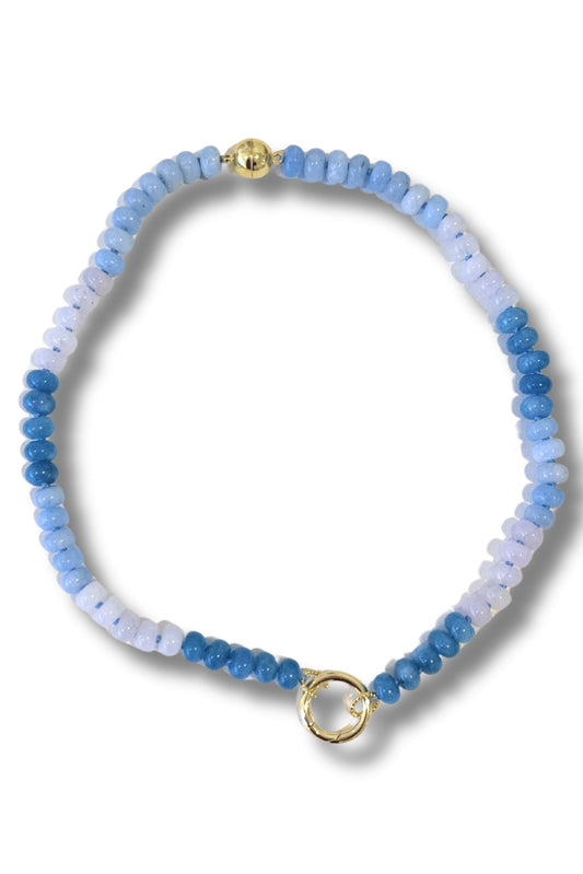 SSYS Blue Multi Beaded Charm Clasp Necklace