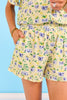 SSYS Connie Printed Short Sleeve Pajama Shorts Set In Limoncello Tiles