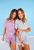 SSYS Connie Printed Short Sleeve Pajama Shorts Set In Limoncello Tiles
