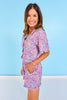 SSYS Connie Printed Short Sleeve Pajama Shorts Set In Wildflower Sky