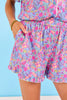 SSYS Connie Printed Short Sleeve Pajama Shorts Set In Wildflower Sky