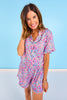 SSYS Connie Printed Short Sleeve Pajama Shorts Set In Wildflower Sky