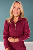 SSYS Sutton Air Long Sleeve Side Stripe Wide Leg Pants Set In Maroon