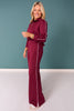 SSYS Sutton Air Long Sleeve Side Stripe Wide Leg Pants Set In Maroon