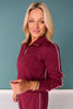 SSYS Sutton Air Long Sleeve Side Stripe Wide Leg Pants Set In Maroon