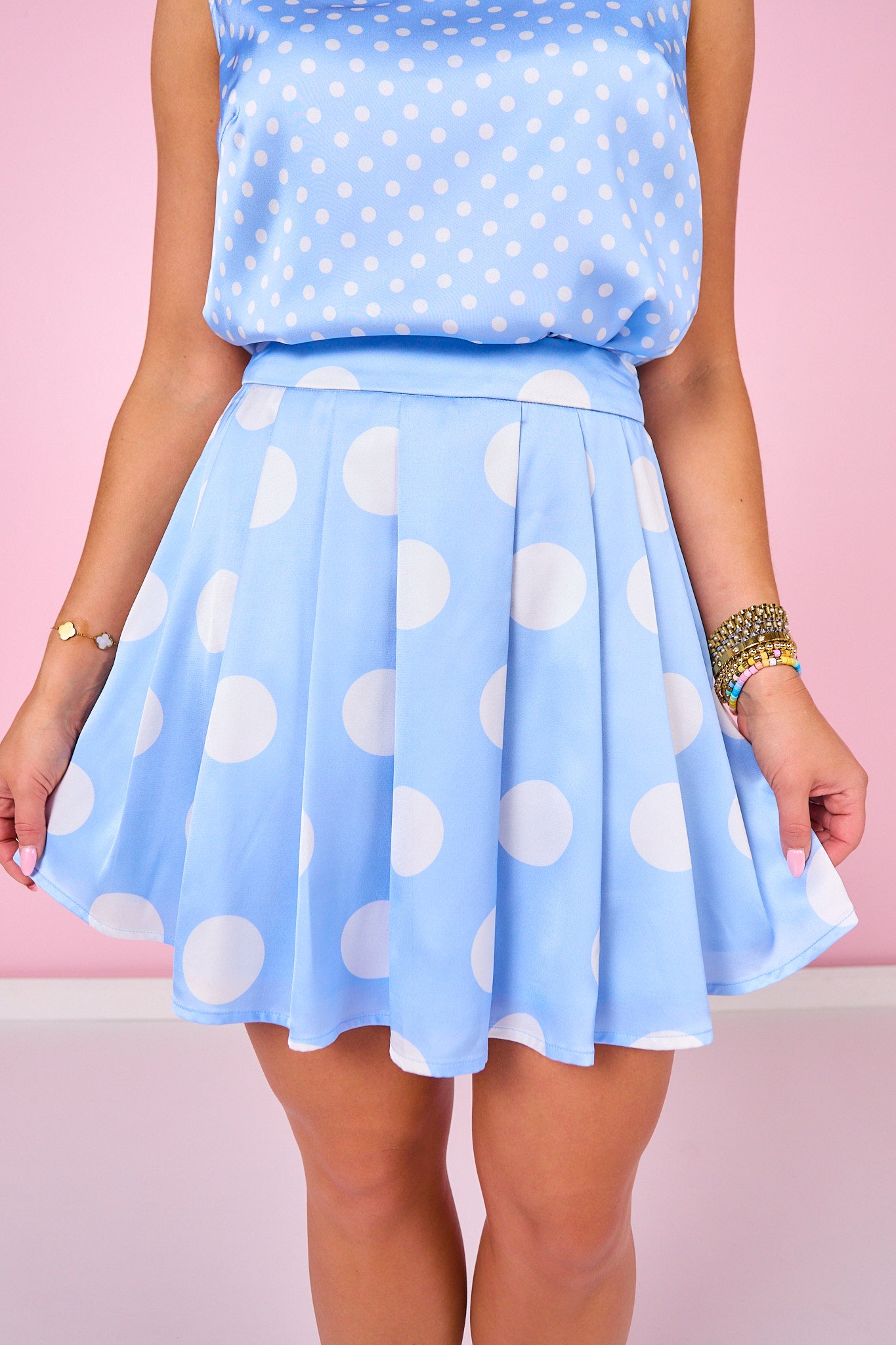 SSYS Matilda Polka Dot Skort Set In Blue