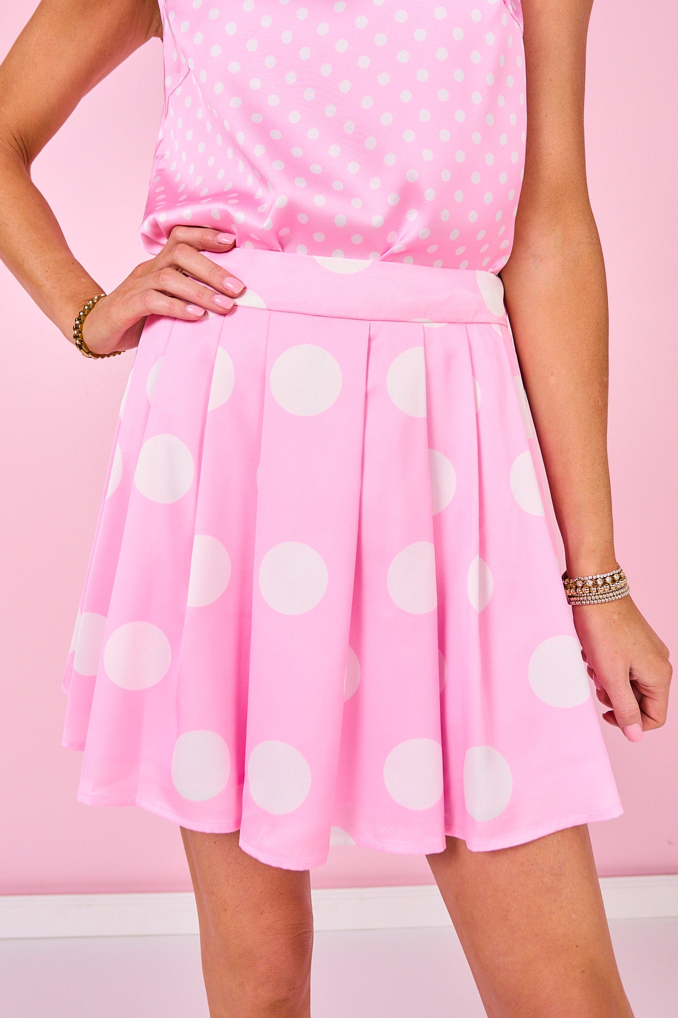 SSYS Matilda Polka Dot Skort Set In Pink