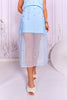 SSYS Kimrie Light Blue Sheer Organza Rhinestone Skirt Set