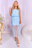 SSYS Kimrie Light Blue Sheer Organza Rhinestone Skirt Set