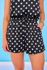 SSYS Darla Sleeveless Polka Dot Shorts Set In Black