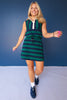 SSYS Landon Color Block Stripe Rugby Sleeveless Top and Peyton Skort Set In Navy and Hunter