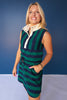 SSYS Landon Color Block Stripe Rugby Sleeveless Top and Peyton Skort Set In Navy and Hunter