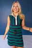 SSYS Landon Color Block Stripe Rugby Sleeveless Top and Peyton Skort Set In Navy and Hunter