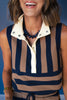 SSYS Landon Color Block Stripe Rugby Sleeveless Top and Peyton Skort Set In Navy and Taupe