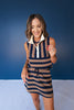 SSYS Landon Color Block Stripe Rugby Sleeveless Top and Peyton Skort Set In Navy and Taupe