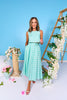 SSYS Paloma Sleeveless Pleated Maxi Skirt Set In Seafoam Tiles