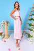 SSYS Paloma Sleeveless Pleated Maxi Skirt Set In Baby Pink Cane