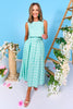 SSYS Paloma Sleeveless Pleated Maxi Skirt Set In Seafoam Tiles