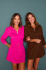 SSYS Elizabeth Long Sleeve Skort Set In Dark Pink Animal