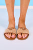 Chestnut Emblem Raffia Mixed Slides