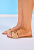 Chestnut Emblem Raffia Mixed Slides