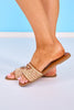 Chestnut Emblem Raffia Mixed Slides