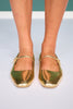 Metallic Mary Jane Ballet Flats In Gold