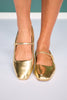 Metallic Mary Jane Ballet Flats In Gold