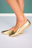 Metallic Mary Jane Ballet Flats In Gold