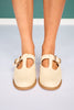 Mary Jane Mule Flats In Bone