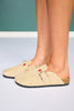 Shu Shop Beige Suede Studded Clog Mule With Buckle