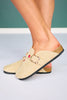 Shu Shop Beige Suede Studded Clog Mule With Buckle