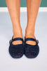 Navy Perforated Mary Jane Flats