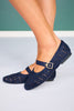 Navy Perforated Mary Jane Flats