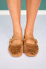 Tan Perforated Mary Jane Flats