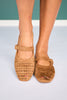 Tan Perforated Mary Jane Flats