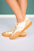 Camel Retro Lace-Up Sneakers