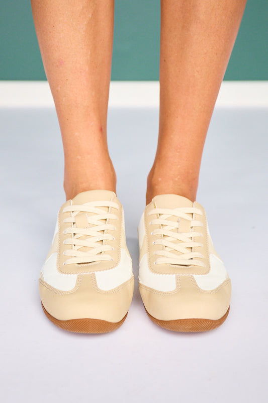 Retro Sneaker Mules In Beige