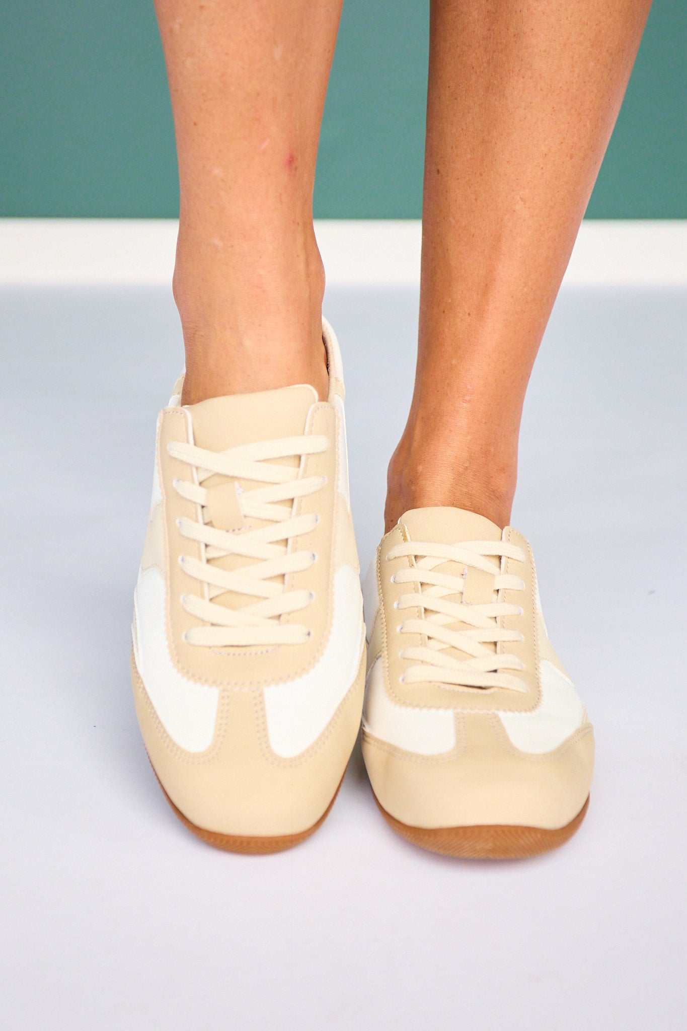 Retro Sneaker Mules In Beige