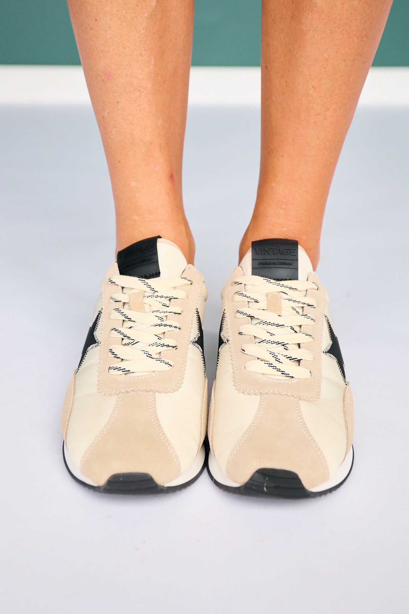 Vintage Havana Taupe & Black Star Retro Runner Sneakers