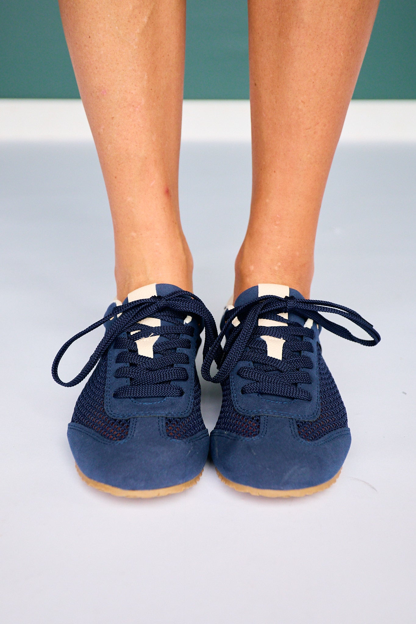 Navy Mesh Retro Runner Sneakers